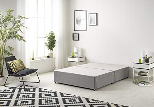 Bed Centre Tweed Gray Flexby Divan Bed Base - Headboard And Storage Drawer (Single, Small Double, Double, King and Super King Size (Single, Divan Base Only)