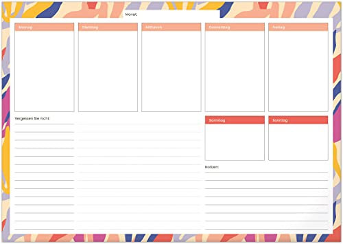 NOTIQUE Schreibtischunterlage Wochenplaner A3 Undatierter Planer Terminplaner Schreibtisch Unterlage Terminkalender mit Wochenübersicht für Notizen und To-Do Liste (Blätter)