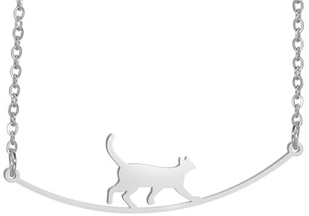 Katthänge halsband ihåligt katthuvud promenad katt husdjursälskare nyckelbenskedja smycke present till kvinnor flickor, rostfritt stål, ingen ädelsten, Rostfritt stål Kristall, Ingen ädelsten