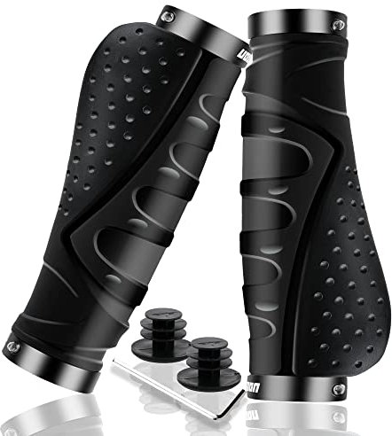 LYCAON Bike Lenker Griffe Fahrrad, Fahrradgriffe Ergonomisch rutschfeste Gummi Fahrrad Griff mit Aluminium Lock, Handgriff für Scooter Cruiser Urban Dreirad Rad Stuhl Mountain Road BMX MTB (Schwarz)