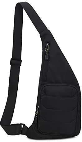 FANDARE Ultraleicht Brusttasche Sling Bag Herren Damen Bauchtasche Umhängetaschen Schultertasche Crossover Daypacks für Outdoor Reisen Camping Wanderrucksäcke Crossbody Pack Schwarz b