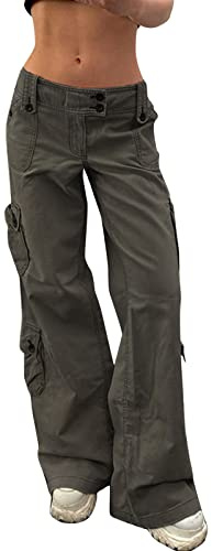 Jeans da donna a vita bassa baggy - pantaloni cargo da donna Y2K jeans baggy a gamba dritta larga estetica vintage oversize jogginghose boyfriend jeanshose cargo-hose per ragazze adolescenti tendenza