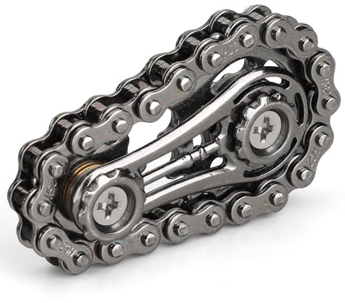 Fidget Chain Spinner Age 3+, Assemble Fidget Spinner Ring Toys for Kids Adults, Metal Sprocket Gear Sensory Bike Chain Gears Cube, EDC Novelty Stress Relief Hand Roller Kinetic Desk Office Gift