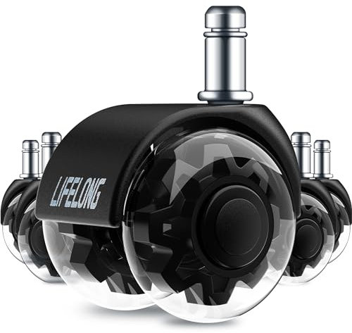 Bürostuhl Rollen, 5er Set Rollen für Bürostühle, 11x22mm Hartbodenrollen für Bürostuhl Stuhlrollen Ersetzen Bodenschutzmatte, Leise und Weiche Stuhlrollen (Nicht für 1KEA 10mm), Schwarz