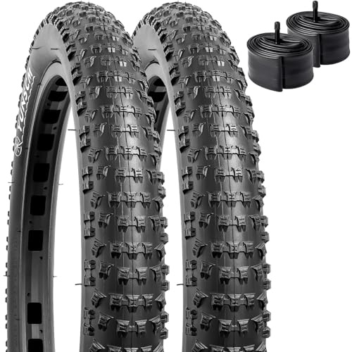 YUNSCM 20 Pouces Montagne Vélo pneus 20x2.60/66-406 and 20 Pouces Vélo Chambre à air Schrader Valve Compatible with Off Route Vélo 20x2.5 20x2.6 20x2.70 Bike pneus and Chambre à air (Y-915)