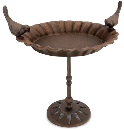 wildlife home Abreuvoir pour oiseaux debout - 41 cm de haut - Avec pied - Pour jardin, balcon - Résistant au gel - En fonte - Pour oiseaux sauvages