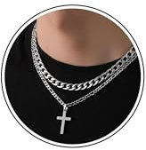 Rajputana kors halsband för män korskedja-halsband skiktad kubansk figurkedja kristen korshänge halsband gåvor för män, pojke, vän, 18/20 Zoll, rostfritt stål, Ingen ädelsten