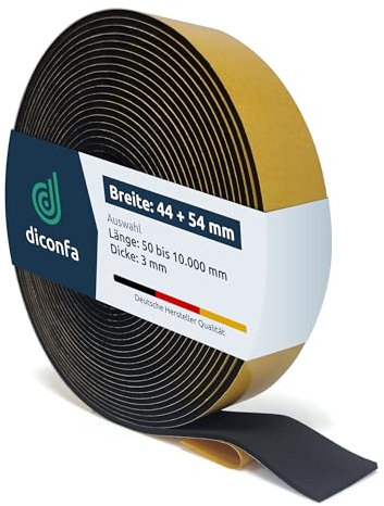 diconfa FENÊTRE DE TOIT Joint mousse noir pour clapet d'aération compatible avec VELUX - largeur 44mm, 54mm - longueur 0,05m à 10m - SÉLECTION 44mm x 2000mm - autocollant fenêtre bois plastique