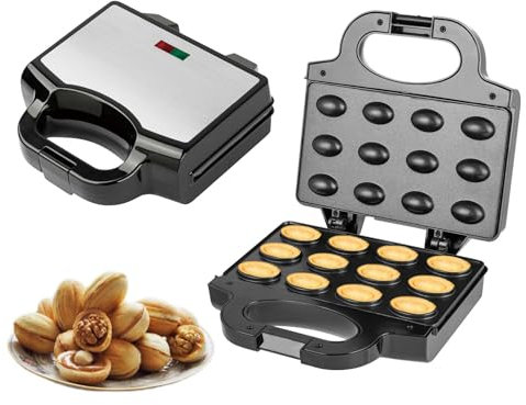 Bexdug Macchina per biscotti assortiti, macchina per cuocere le noci, Macchina da forno elettrica per torte e biscotti, Strumento di cottura riscaldante fronte-retro per colazione, fast food, pranzo e