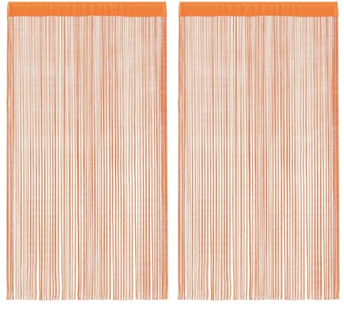 vidaXL Fadenvorhänge 2 STK. Orange 100x250 cm, Fadengardine, Fransenvorhang, Gardine, Türvorhang, Vorhang, Vorhang mit Stangentasche, Raumteiler