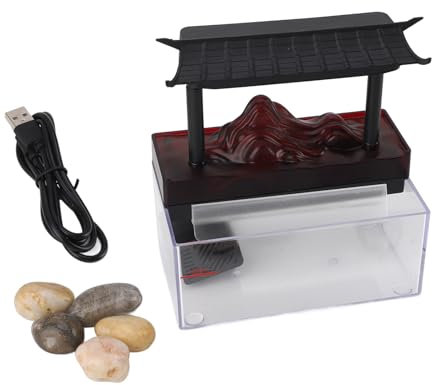 Mesa de Agua Fuente de Agua USB LED recurrente decoración de la Fuente de plástico de plástico para Sala de Estar Tamaño Compacto Escena de guijarros para la decoración del