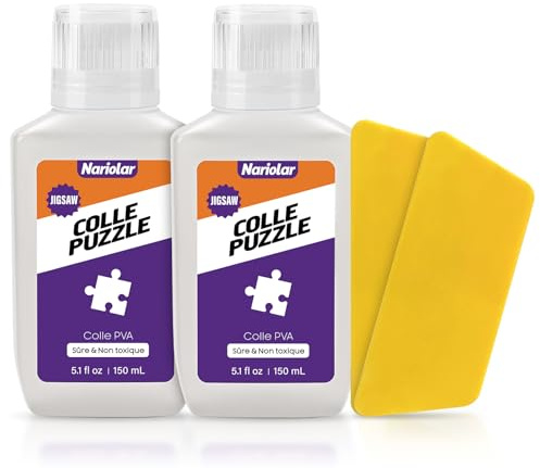 Nariolar 2x150 ML/5.1 FL oz Colle Puzzle Transparente avec Applicateur, Idéale pour Fixer et Accrocher Les Puzzles, Séchage Rapide