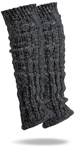Alpaca Wool Leg Warmers - Snuggly Rib Knit Chunky Knit Wool Leg Warmers - Soft, Warm & Breathable, charcoal, One size