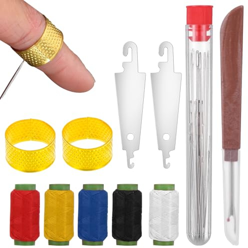 MBAIYO 37pcs Sewing Tool Set, Complete Needle Thread Hand Repair Kit Small Sewing Kit with Steel Needles Threads Seam Ripper Threaders Thimbles for Beginners & Professionals