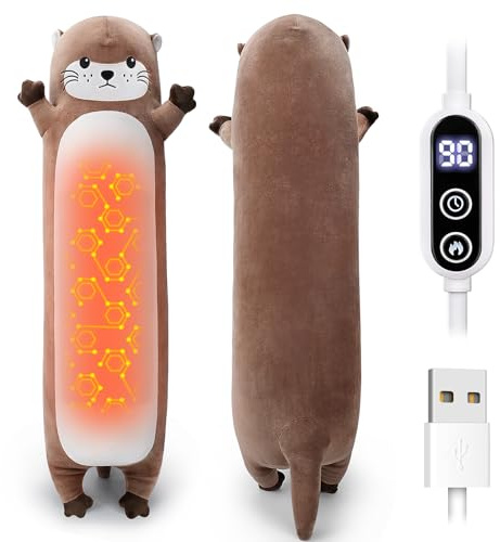 Electric Heating Pad for Period Pain Relief Heating Pad Cramps USB Powered Cuddly Soft Otter Plush Electric Heat Pad for Neck Shoulder Back Animal Heated Pad for Unisex Heat Pad Electric