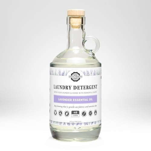 Rustic Strength Natural Laundry Detergent, Lavender Scent, Liquid, Color Safe, Sensitive Skin, HE Compatible, 24 oz Glass