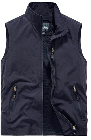 Gilet da uomo sottile senza maniche primavera gilet da lavoro con molte tasche, estivo, leggero, per il tempo libero, traspirante, ad asciugatura rapida, per attività all'aria aperta