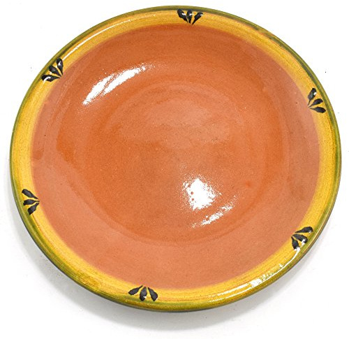 Ancient Cookware, Mexican Clay Dinner Plate, Trefoil Design, 10 inch