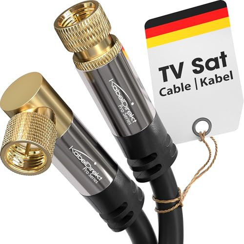 CableDirect – SAT cable, coaxial, satellite cable, 90°/straight connectors – TV cable with multi-layer shielding, break-proof metal F connectors – 1m (HDTV, Radio, DVB-T, DVB-C, DVB-S, DVB-S2)