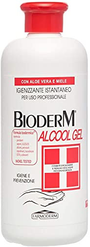 Bioderm Alcool Gel Igienizzante Mani 500 ml - Soluzione Alcolica per le Mani - Gel Detergente Mani Senza Risciacquo con Aloe Vera - Soluzione Idroalcolica Igienizzante