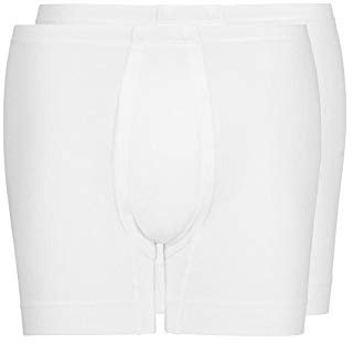 Huber Herren Pant kurz mit Eingriff 2er Pack Hipster, Weiß (Weiss 0500), (Herstellergröße: XX-Large)