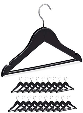 Pack 40 Perchas Infantiles con Gancho Giratorio, Madera, Niños y Niñas, 19,5 x 30,5 x 1 cm, Negro