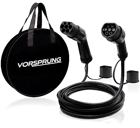 Vorsprung Type 2 EV Charging Cable 15M, 32A 7.68kW, Electric Car Charger Cable Type 2 to Type 2, Single Phase Mode 3, IP65 Waterproof EV Cable for Tesla BMW Audi VW, Carry Bag Included