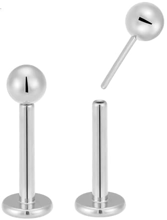 365 SLEEPERS 2PCS Titanium Implant Grade 20G 18G 16G Internally Threadless Labret 6mm 8mm Monroe Lip Ball Tragus Septum Nose Helix Rook Cartilage Earrings Body Piercing Jewellery