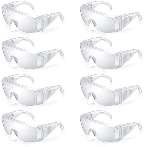 Zuimei 8 Pieces Safety Glasses,Protective Eyewear Safety Goggles Safety Over-Glasses Protective Glasses Anti Fog Safety Glasses for Construction Laboratory Outdoor