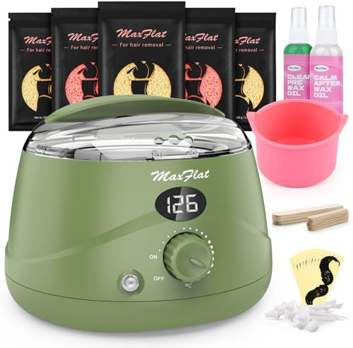 Waxing Set, wachs haarentfernung wax maschine wachswärmer mit Wachszubehör Brasilianisches Wachs für den ganzen Körper (grün)