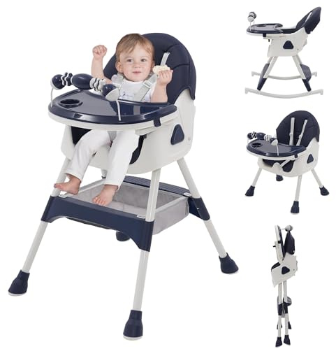 3-in-1 Baby High Chair with Playstand Children's Highchairs with Removable Tray Adjustable Height Dining Chairs Foldable Baby Chairs (from 6 Months)