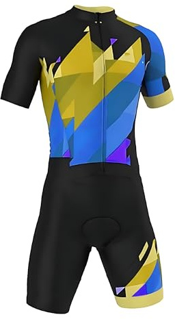 Generic Short Sleeve Triathlon Suit Jumpsuit Set for Men's and men's Bodysuit Bike Team Clothes Quick Dry, X-Small, 5, S