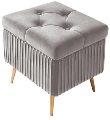 Ottomano di stoccaggio Cassapanca Contenitore Panchina Ottomana da Letto, con bottoni trapuntati, Pouf contenitore per soggiorno, camera da letto e ingresso, sostiene fino a 330 libbre(Light gray,40cm