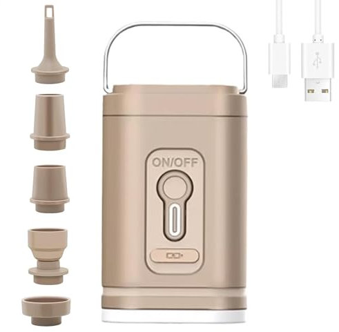 Luftmatratzenpumpe, tragbare elektrische Pumpe, wiederaufladbar mit Campinglicht, Schnellfüllpumpe, ideal für Luftmatratzen, Poolschwimmer, Isomatten, 8,5 x 5,0 x 5,0 cm