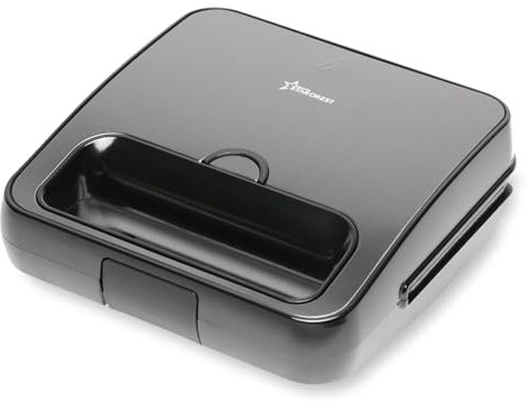 STARCREST Sandwich-Maker im Panini Grill Format, Sandwich-Toaster mit Antihaftschicht, 2 Scheiben Kapazität, 750W, LED-Anzeige, Toaster Grill im Dark Inox Design