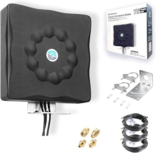 Maswell GPS 5G Antenna Outdoor | Combo 3-in-1 1x GPS + 2x LTE MIMO Aerial, Up to 7.5 dBi, 600-8000MHz Omni 5G 4G+ LTE External Rugged Aerial for Caravan, SMA-Male/TS9 (GNSS GLONASS GAILEO Beidou)
