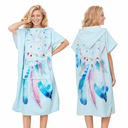 LOMTRATS Serviette en Tissu à séchage Rapide, Cape de Surf, Serviette à Langer, Peignoir à Capuche avec Poches pour Femmes et Hommes, Natation, Plage, Surf, plongée à la Maison, Bain