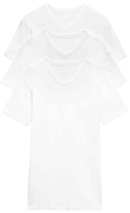 Marks & Spencer Pack de 3 camisetas puro algodón de escote en pico Blanco M