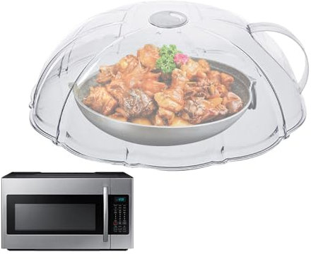 Mikrovågsskydd, stänkskydd med handtag, dammsäkert värmeskydd, matsäkert PolymerDome, Oven Meal Prep Protector, perfekt för, toalett, uppvärmning, vänster