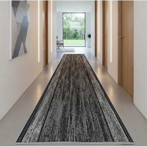 Alfombra de Pasillo Contemporánea – Diseño Texturizado y Antideslizante, Ideal para Cocina, Entrada o Corredor – Lavable, Modernos (Vara Gris 67X40 cm)