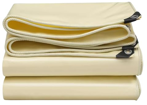 Lona impermeable resistente de 500 g/m² de grosor para cubrir el suelo, lona duradera, color beige, protección al aire libre (tamaño: 1,2 x 2,4 m)