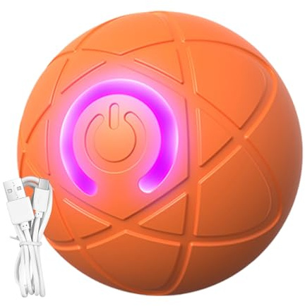 Liakyunf Interactivo para Perros con Bola y Luz LED, Automático Que se Mueve Solo - Pelota Antiaburrimiento para Morder y Estimular a Mascotas