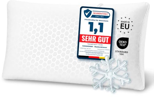 KAMASANA Kühlendes Nackenstützkissen 40x80 cm, Höhe 13 cm – Memory Foam Kopfkissen für Bauch- und Rückenschläfer – Atmungsaktiv, Ergonomisch, Weißer Bezug