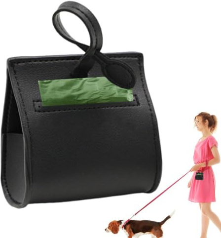 Hundbajspåsar dispenser | PU-läder utomhus hundbajspåsar hållare – liten