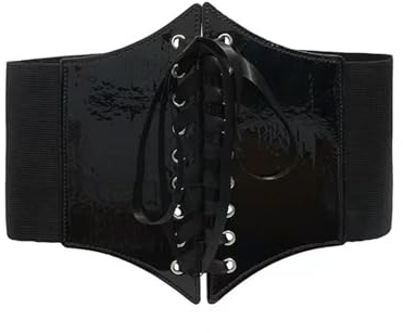 ITRHJTGP Korsettbälte för kvinnor mode elastisk guldkorsett brett bälte dam midjebälte designer damklänning kjol kappa halloween dekorativa skärp, svart 1, Talla única
