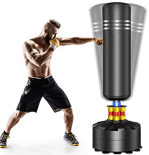Punching Bag Heavy Boxing Bag with Suction Cup Stand- Freestanding Punching Bag for Adults Kickboxing Bags Kick Punch Bag for Home Gym Boxing Training Black, 69