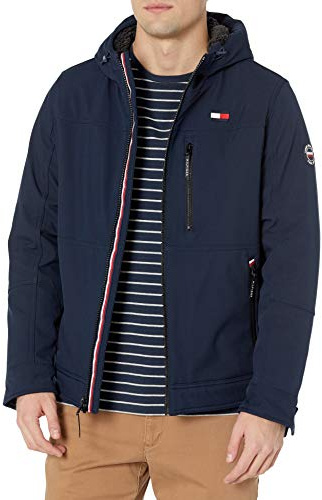 Tommy Hilfiger Men's Soft Shell Sherpa Lined Performance Jacket, Midnight Tech, XL