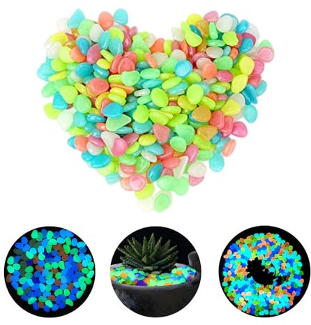 tintoke 300 Stücke Fluoreszierende Steine, Nachtleuchtende Steine, Leuchtsteine, Bunt Leuchtsteine,Leuchtende Kieselsteine, für Gartengehweg Dekoration, Pflanzen Topf, Aquarium