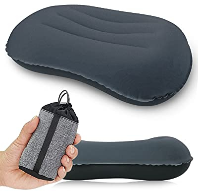 Rantizon Ultralight Camping Pillow, Compressible, Compact,Comfortable, Ergonomic Inflatable Travel Pillow with Storage Bag, for Neck & Lumbar Support,3.5 oz,Orange Small Pillow, Grey