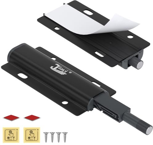 Push to Open Aimant Porte Placard Jiayi Lot de 2 Poussoir Placard Loquet Magnetique Porte Fermeture Push Open Amortisseur pour Armoire Fermeture Systeme pour Tiroir Noir